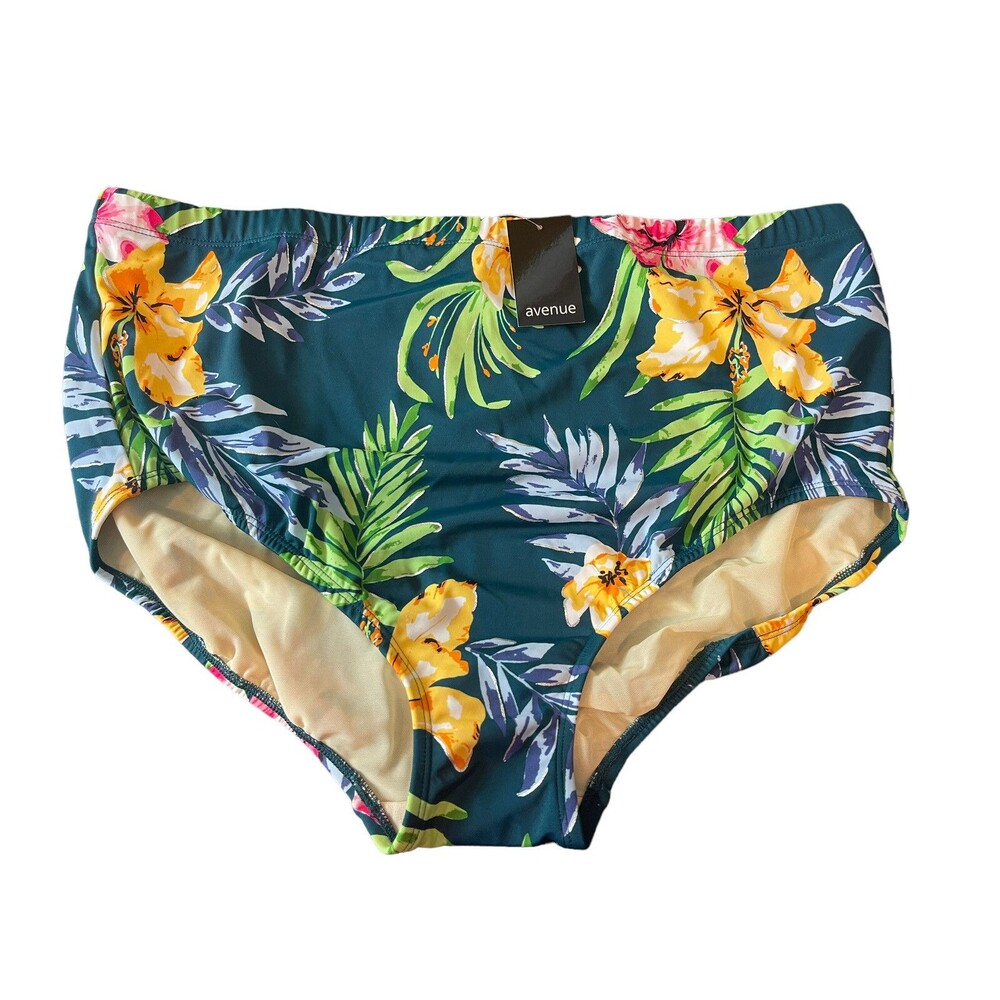 Avenue Women’s Plus 20W Tropical Floral High Waist Bikini Bottom Swim Brief NWT